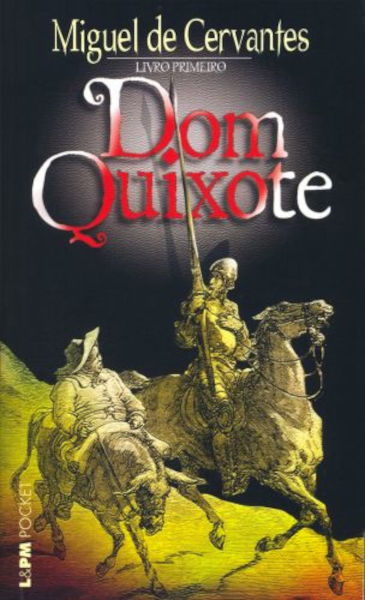 Dois cavaleiros na capa do livro Dom Quixote, de Miguel de Cervantes, publicado pela editora L&PM.