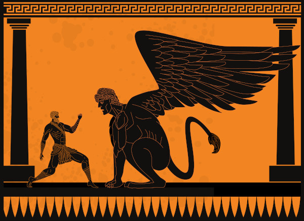 Édipo e a esfinge, encontro que faz parte da história de Édipo Rei. edipo-sei
