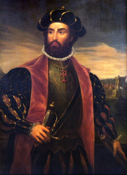 Retrato de Vasco da Gama, navegador português.