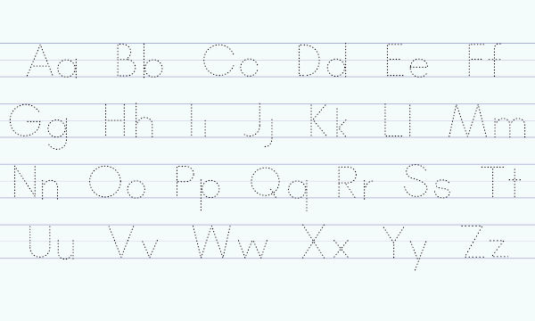 Modelos de letras em folha de caligrafia.