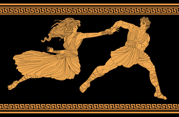 Ilustração representando o mito do sequestro de Perséfone, um famoso mito da mitologia grega.