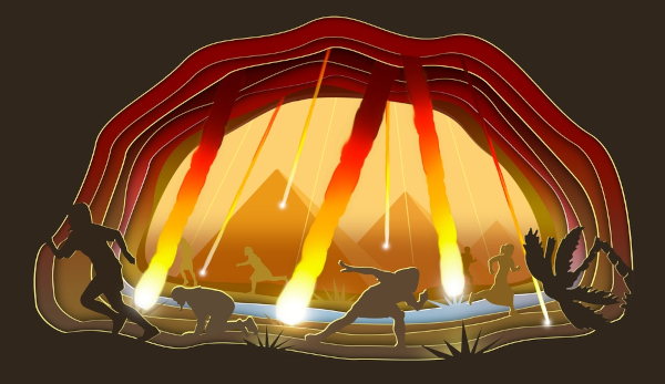 Ilustração da tempestade de pedras e granizo durante as pragas do Egito.