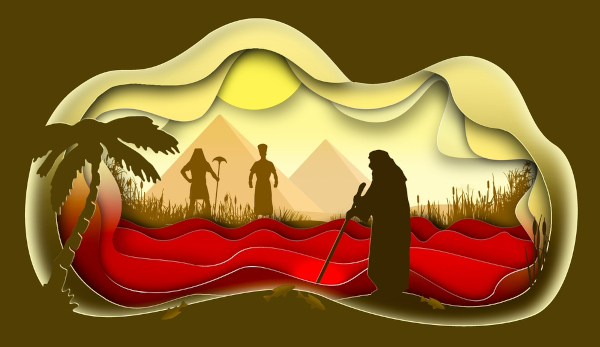 Ilustração do Rio Nilo transformado em sangue durante as pragas do Egito.