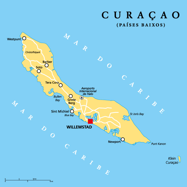 Mapa de Curaçao.