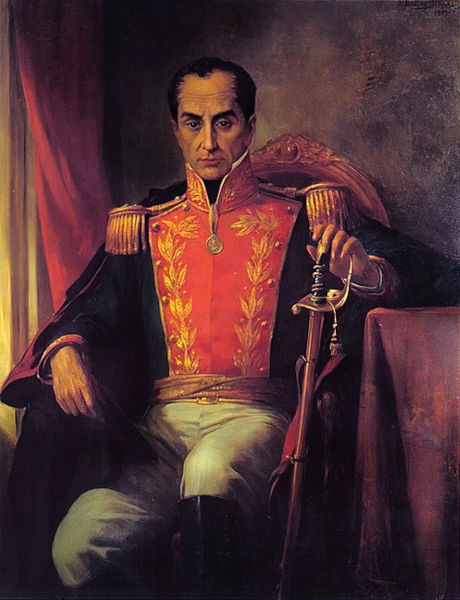 Pintura retratando Simón Bolívar, que teve grande destaque na história da Venezuela.