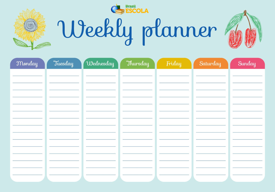 planner semanal para imprimir