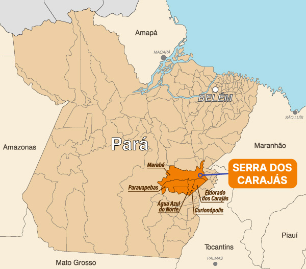 Mapa da Serra dos Carajás. 