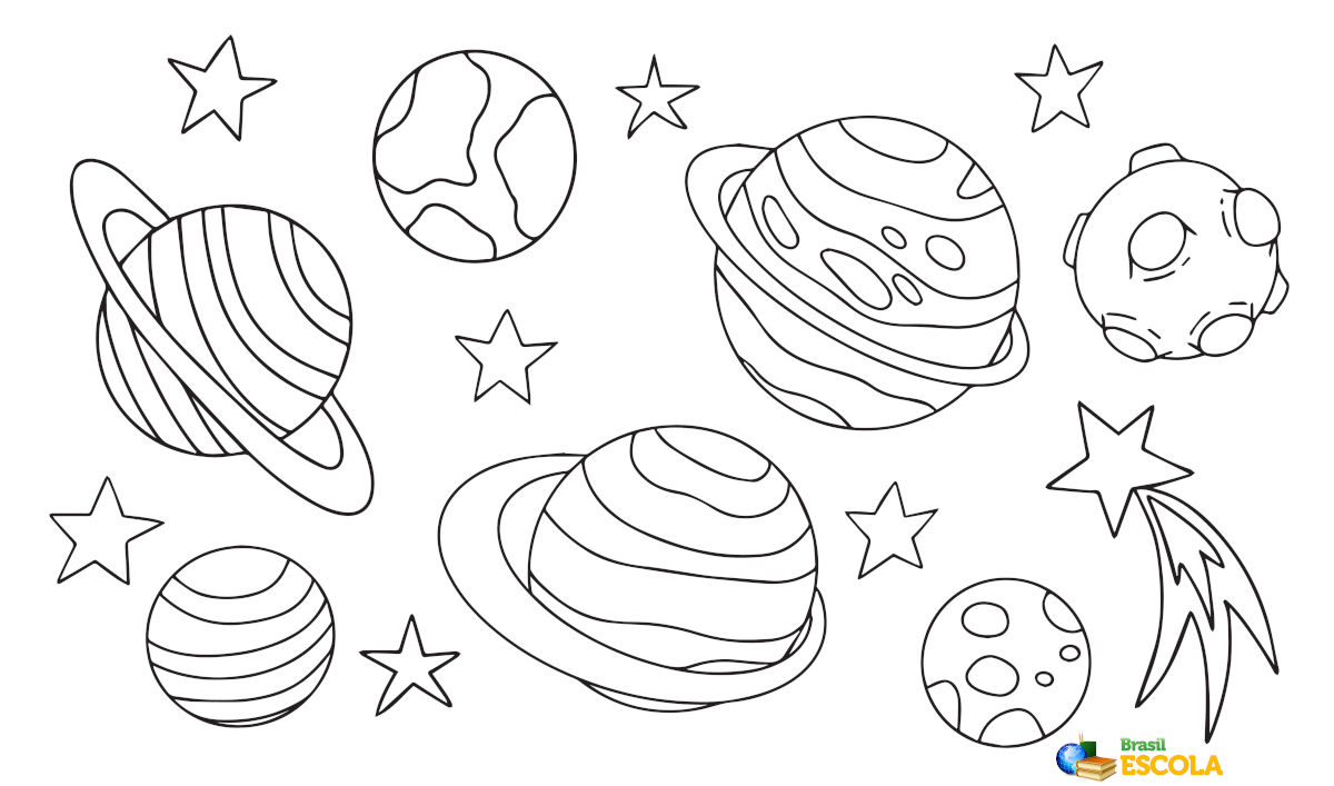 Desenho de planetas para pintar