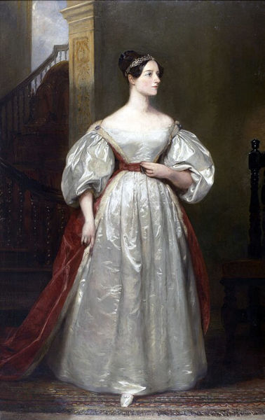 Pintura da jovem Ada Lovelace, com cerca de vinte anos, por Margaret S. Carpenter (1836).