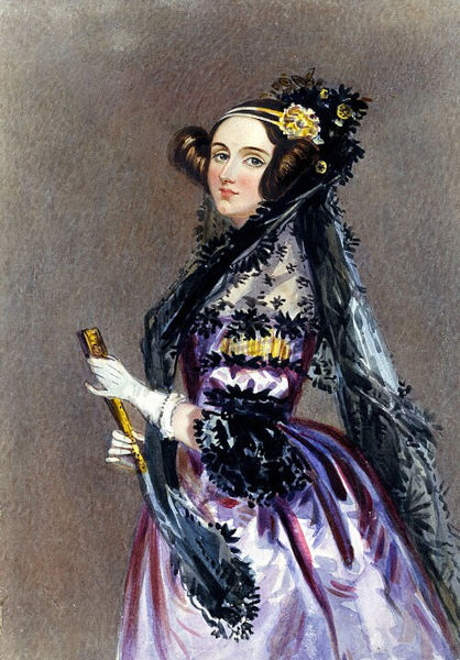 Pintura de Alfred E. Chalon e William H. Mote retratando Ada Lovelace, considerada a primeira programadora da história. 