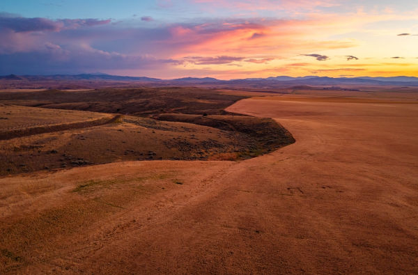 Vista aérea das Grandes Planícies, em Montana, nos Estados Unidos.