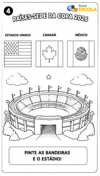 Desenho dos paises-sede da copa para pintar