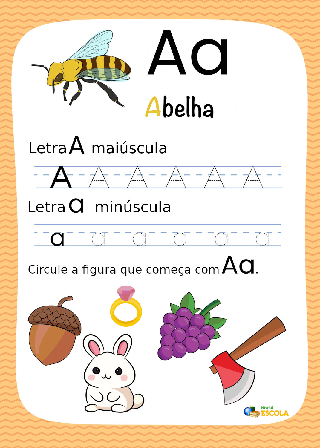 Caligrafia da letra A para imprimir