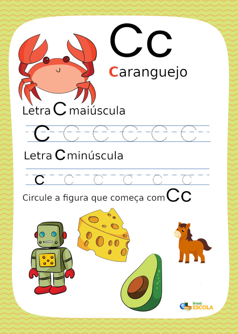 Caligrafia letra c para imprimir