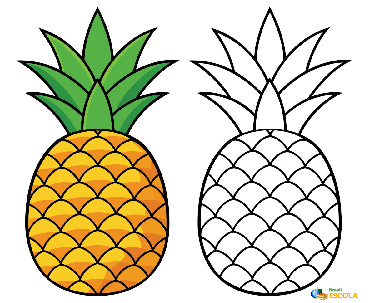 desenho de um abacaxi para imprimir e pintar