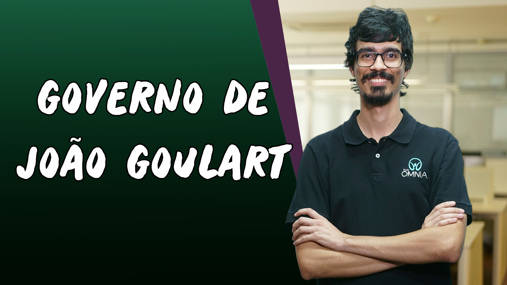 "Governo de João Goulart" escrito sobre fundo verde ao lado da imagem do professor