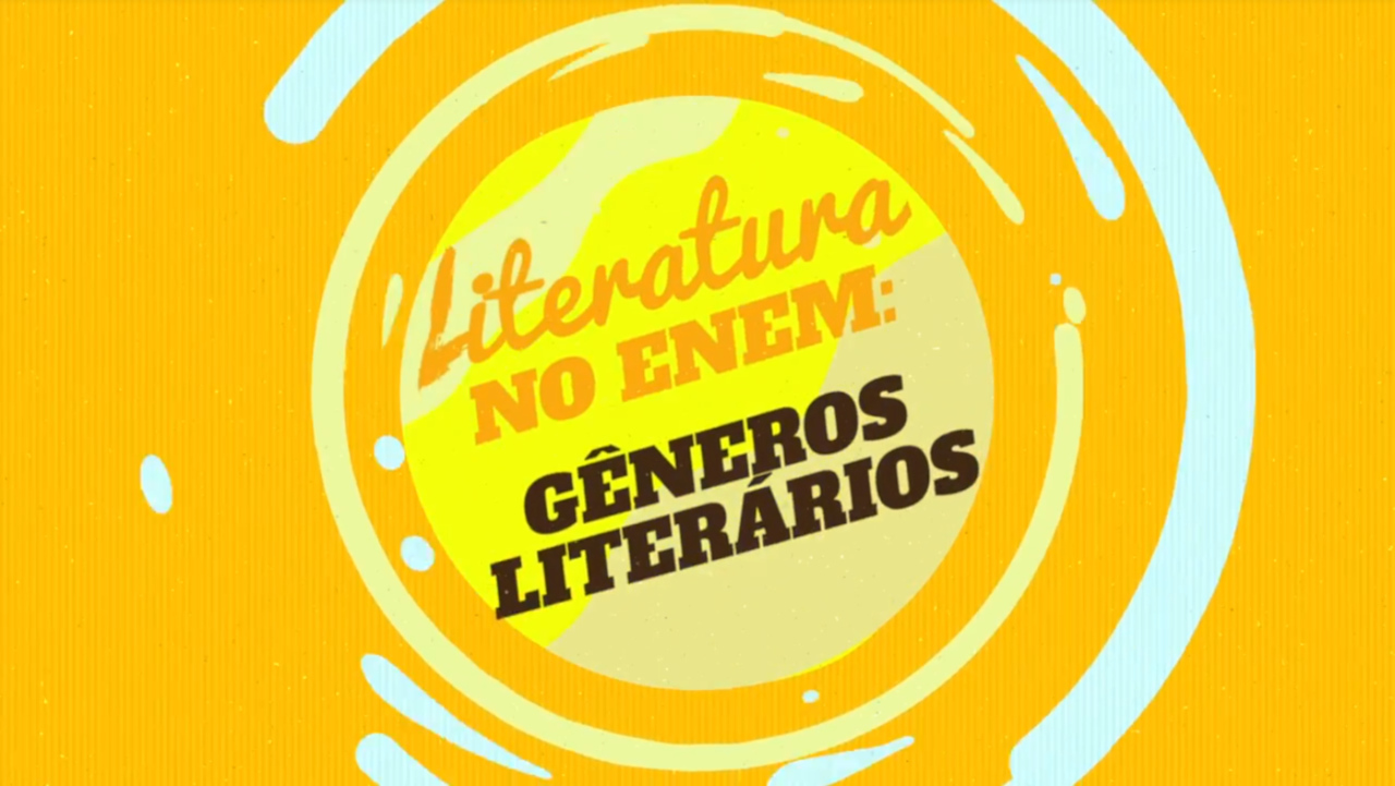Escrito"Gêneros Literários do Enem" em fundo amarelo.