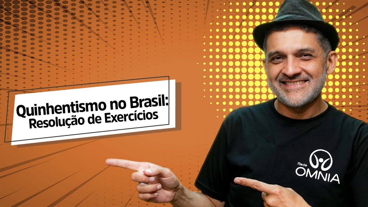 Professor ao lado do escrito "Quinhentismo no Brasil: Resolução de Exercícios".
