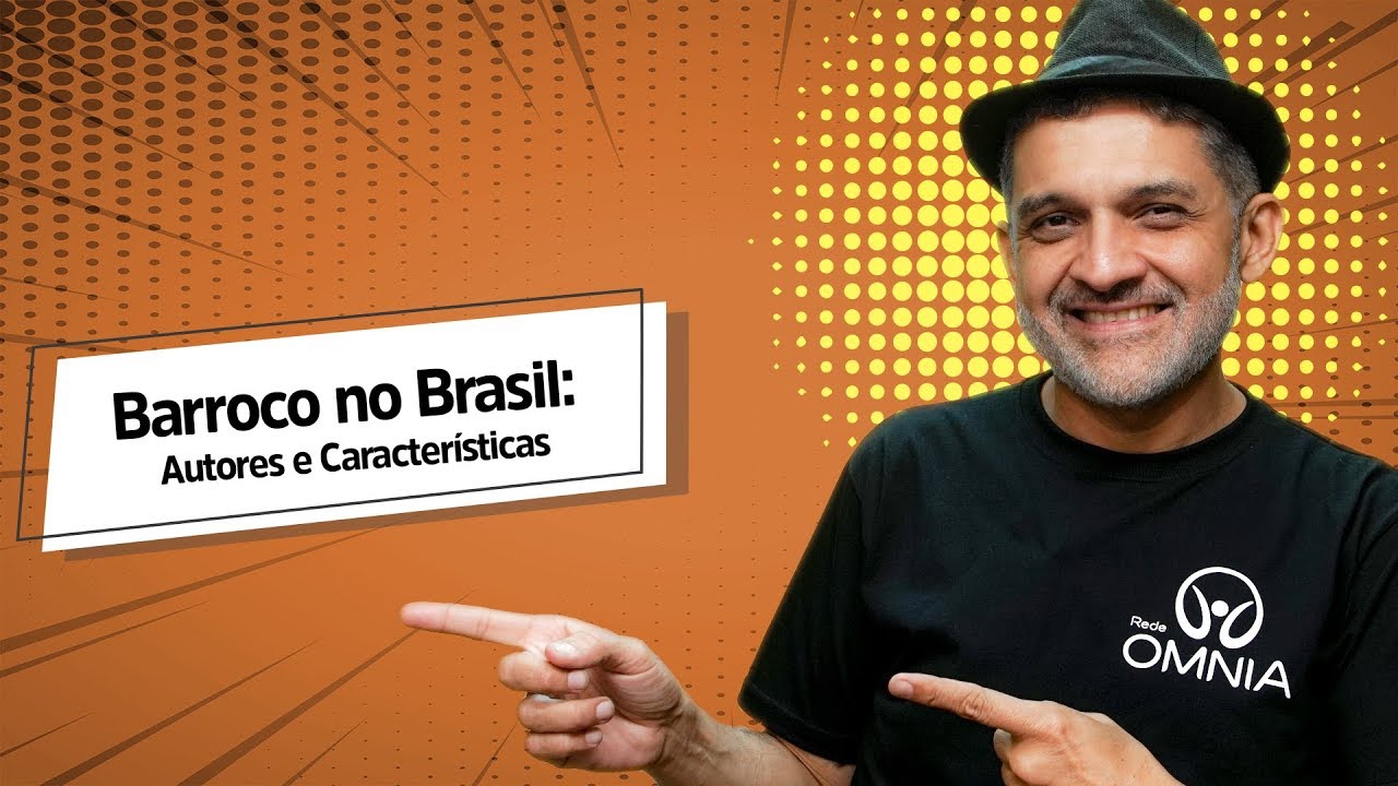 Professor ao lado do texto"Barroco no Brasil: Autores e Características".