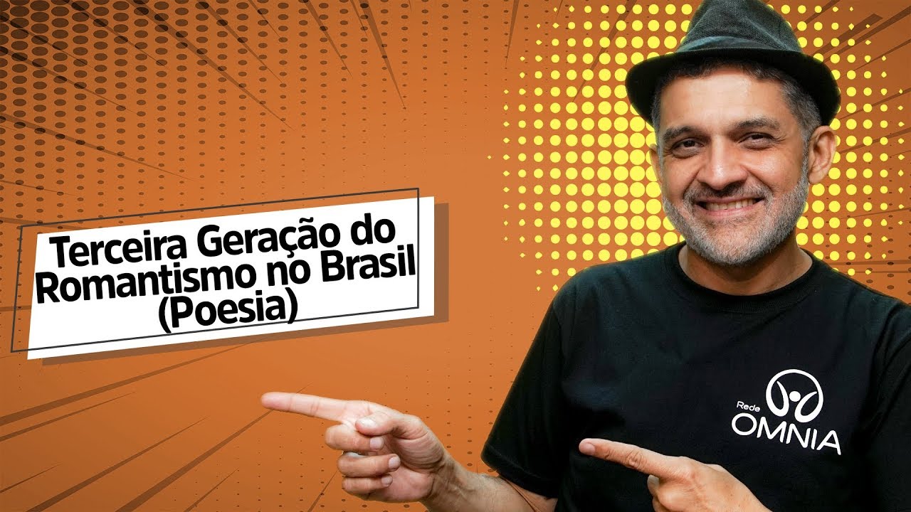 Professor ao lado do texto"Terceira Geração do Romantismo no Brasil (Poesia)".