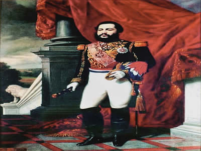 O ditador paraguaio Francisco Solano Lopes, em quadro de Aurelio García (1846–1869).*