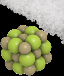 Ilustração de retículo cristalino de cloreto de sódio, o sal de cozinha
