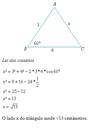 Um triângulo ABC possui os ângulos A = 30° e C = 120°. Além disso, o lado  AB desse triângulo mede 100 cm. Qual é a medida do lado AC? √3 = 1,7 -  Matemática