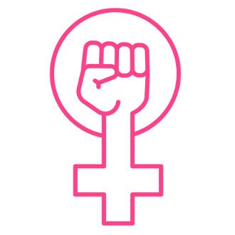 A representação do gênero feminino e uma mão fechada com o pulso erguido é o atual símbolo do movimento feminista