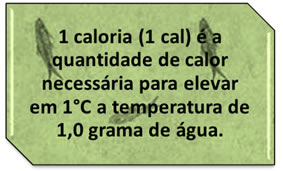 Definição conceitual da unidade de caloria. 