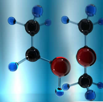 Moléculas dos isômeros etanol e metoximetano