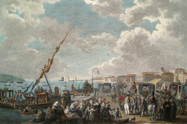 Embarque da família real portuguesa no cais de Belém, em 29 de novembro de 1807.