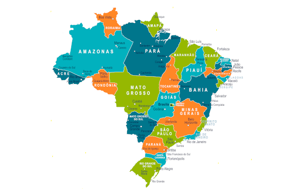 O Brasil é dividido em 26 estados e o Distrito Federal.