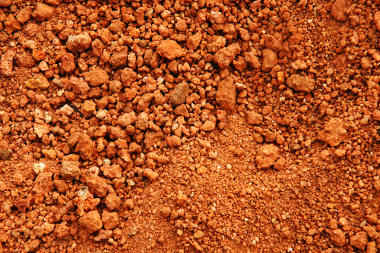 Exemplo de solo resultante da laterização. Essas pequenas rochas são chamadas de lateritos