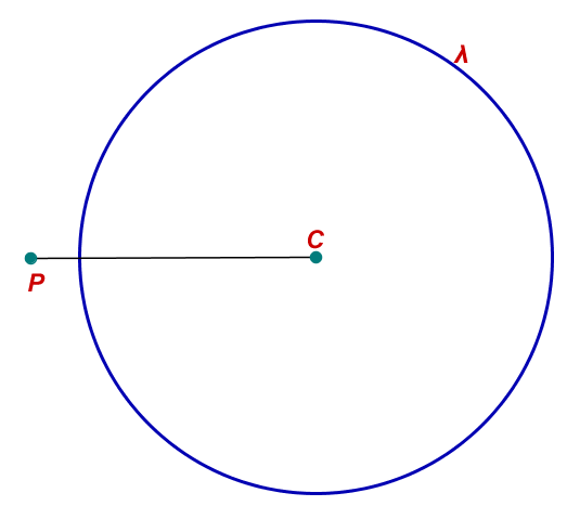 Posição relativa: ponto é externo à circunferência