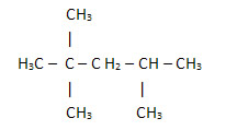 Fórmula estrutural simplificada de um hidrocarboneto presente na gasolina