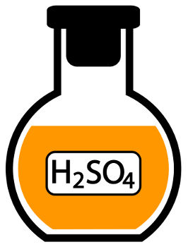 Fórmula química do ácido sulfúrico, um importante ácido para a indústria