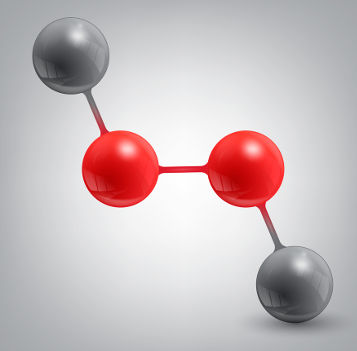 Fórmula química da substância molecular peróxido de hidrogênio (água oxigenada)