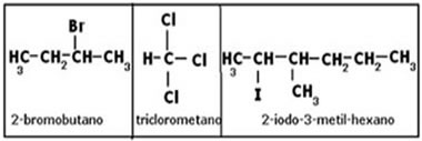 Exemplos de compostos que são haletos orgânicos