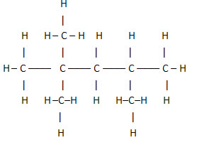 Fórmula estrutural plana de um hidrocarboneto presente na gasolina