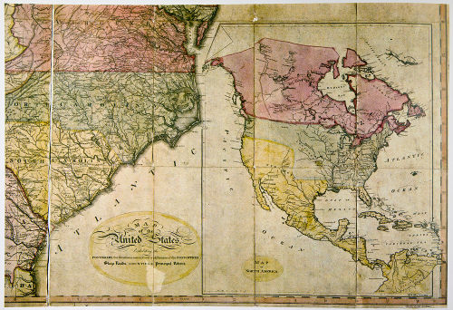 Mapa dos Estados Unidos do começo do século XIX retrata todos os territórios americanos desse período