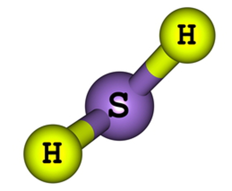 Na fórmula estrutural do ácido sulfídrico, podemos perceber a ocorrência de duas ligações simples entre os átomos