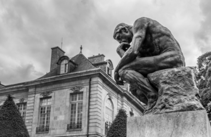 O Pensador, de Auguste Rodin para representar a filosofia.