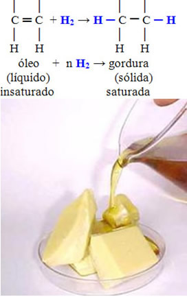 A hidrogenação parcial do óleo origina a margarina
