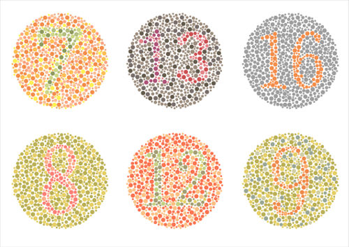 Pessoas com daltonismo são incapazes de diferenciar os números nos círculos no teste de Ishihara