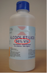 A porcentagem em volume do álcool etílico 96%