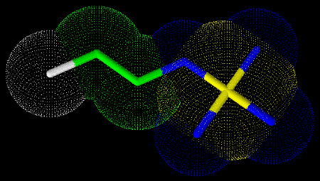 Representação molecular em 3D da fosfoetanolamina