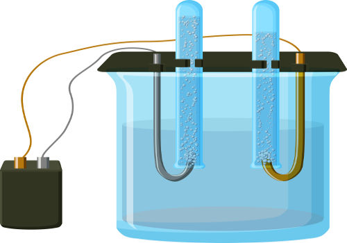 Sistema eletrolítico utilizado em reações de eletrólise com solução aquosa.