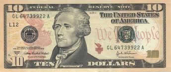 Nota americana de dez dólares