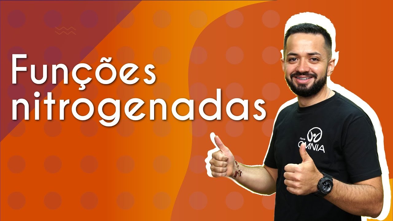 Professor ao lado do texto"Funções nitrogenadas".