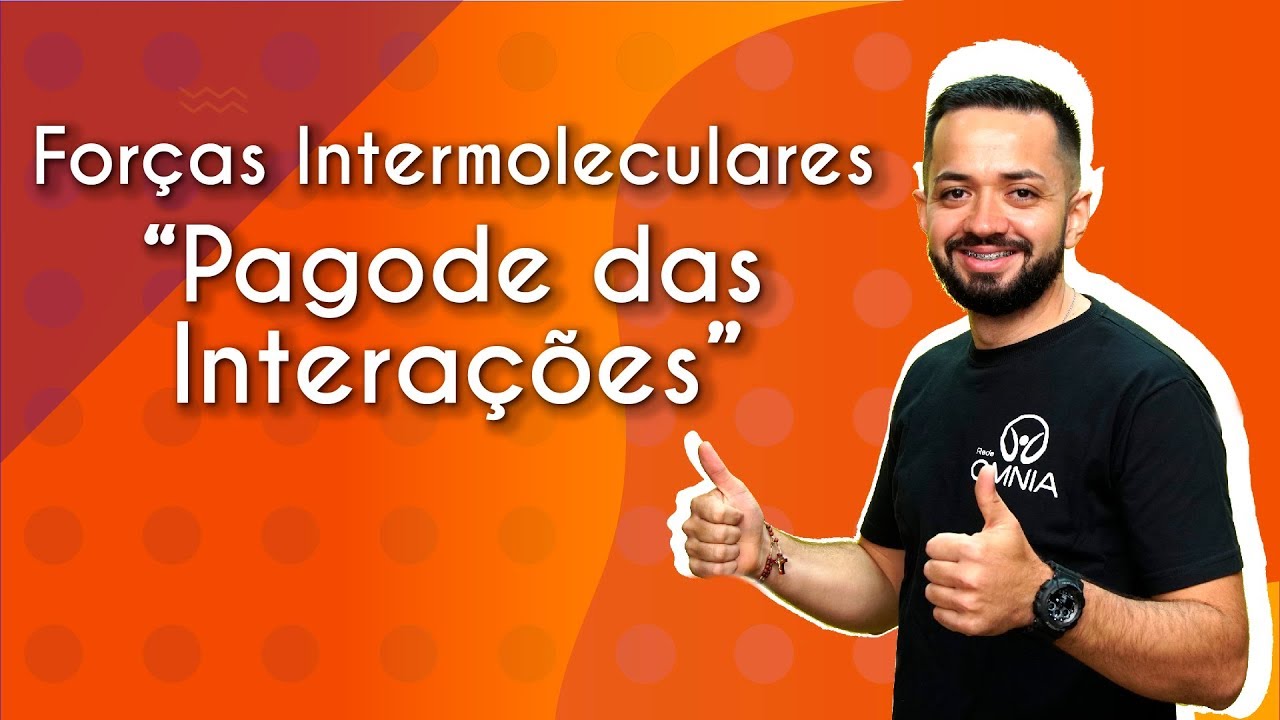 Professor ao lado do texto"Forças Intermoleculares Pagode das Interações".